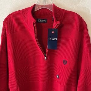 Chaps XL Red Quarter Zip Sweater